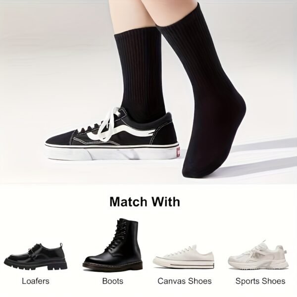Unisex Crew Socks Soft Breathable Casual Socks Black