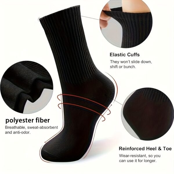 Unisex Crew Socks Soft Breathable Casual Socks Black