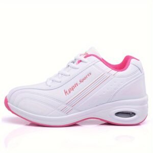 Women’s Platform Sneakers Air Cushion Lightweight Shoes (White/Pink)