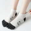 Women Five Toe Socks 5 Pack Breathable Cotton Anti Odor Socks
