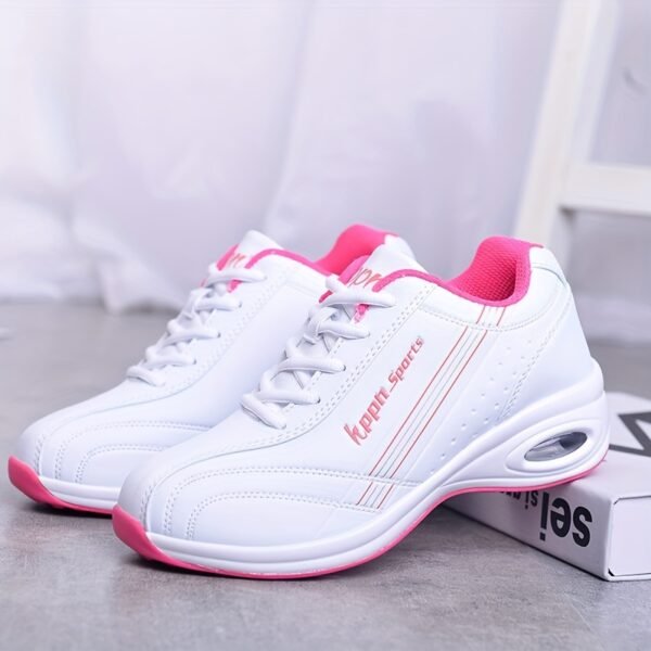 Women’s Platform Sneakers Air Cushion Lightweight Shoes (White/Pink)
